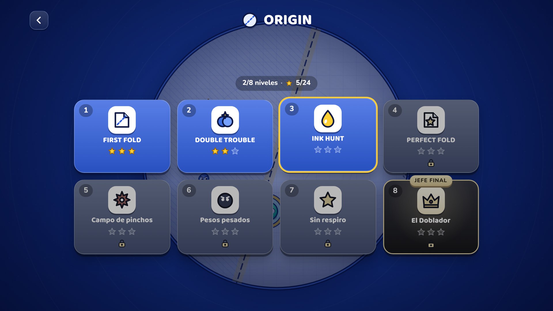 Niveles del mundo ORIGIN en el modo Aventura